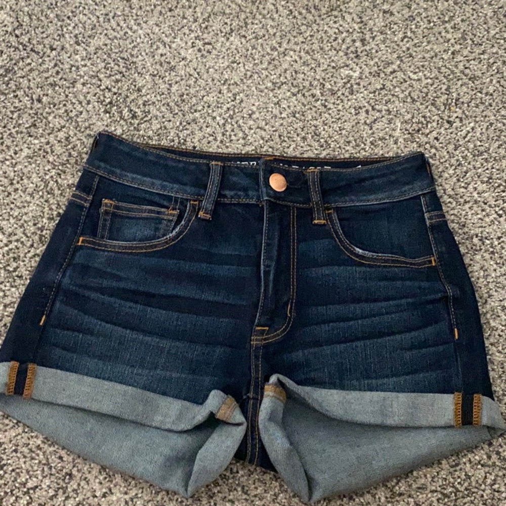 American Eagle Hi-Rise Shortie - Dark Wash